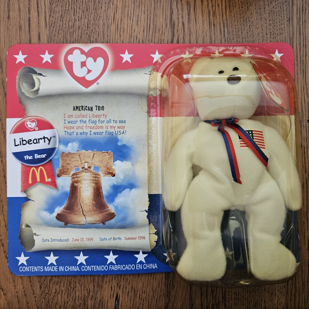 Ty Beanie Babies Libearty Bear - White
